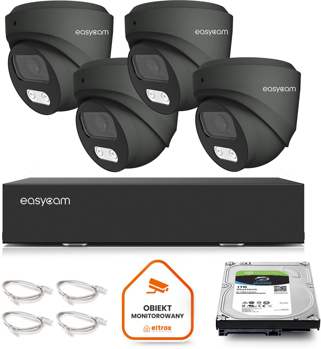 Najważniejsze cechy zestawu do monitoringu IP Easycam 4 kamer: