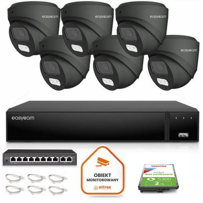 Najważniejsze cechy zestawu do monitoringu IP Easycam 6 kamer: