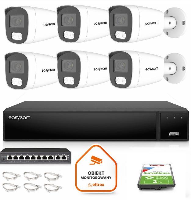 Kluczowe cechy zestawu monitoringu IP Easycam z 6 kamerami:
