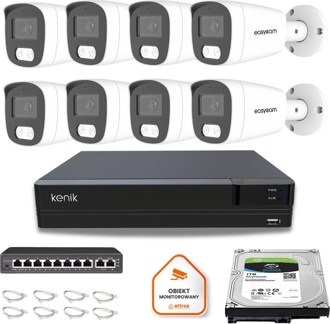 Najważniejsze cechy zestawu do monitoringu IP Easycam 8 kamer: