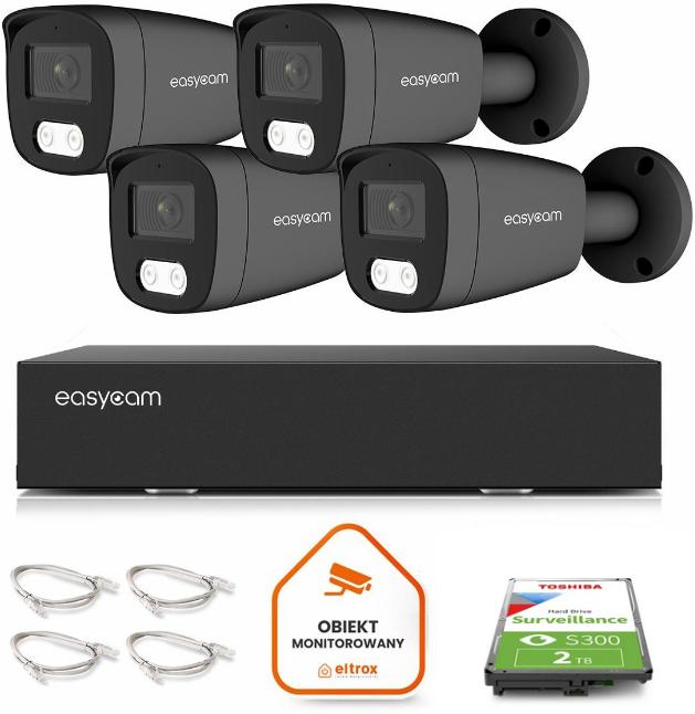 Najważniejsze cechy zestawu do monitoringu IP Easycam 4 kamery:
