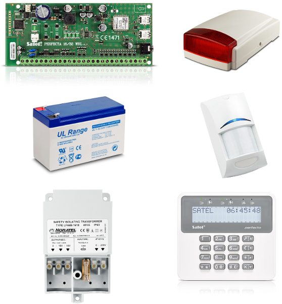 Zestaw alarmowy SATEL PERFECTA 16 Klawiatura LCD, 1 czujnik ruchu, sygnalizator zewnętrzny, powiadomienie GSM
