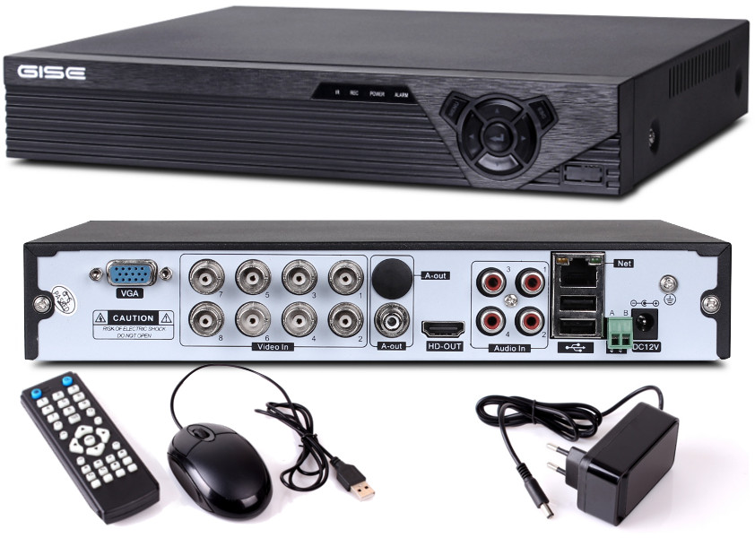 Rejestrator GISE 5w1 8 kanałowy  CVI TVI ANALOG AHD IP 1080P