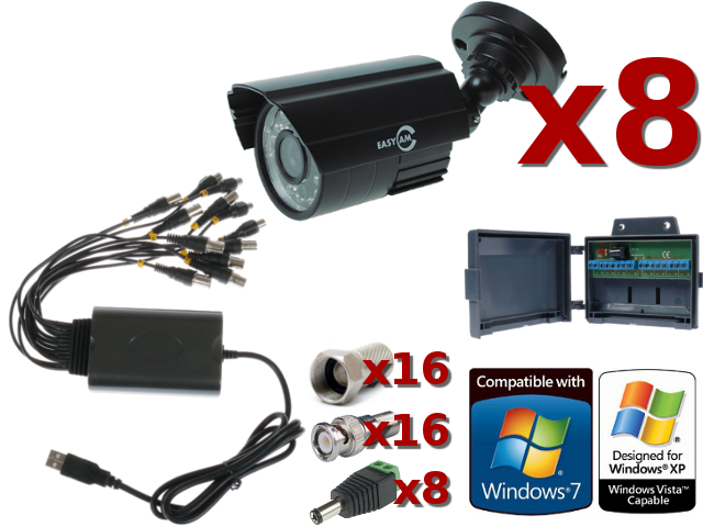 ZESTAW DO MONITORINGU OPARTY O KARTĘ DVR AXD USB08V4A-J 8 X VIDEO, 4 X AUDIO, 100KL/S, ZŁĄCZE USB